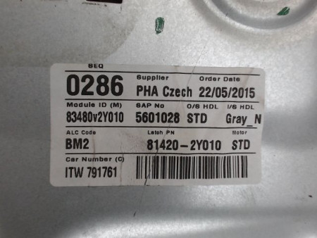 MECANISME LEVE-GLACE ARRIERE DROIT HYUNDAI IX35
