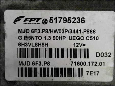 CALCULATEUR MOTEUR FIAT GRANDE PUNTO III 05-13