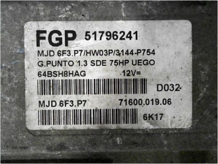 CALCULATEUR MOTEUR FIAT GRANDE PUNTO III 05-13