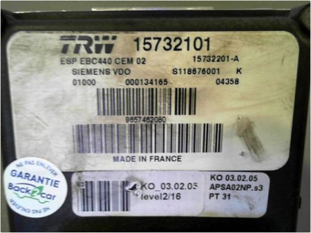 UNITE HYDRAULIQUE ABS PEUGEOT 407 2004-2008