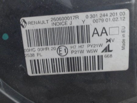 PHARE GAUCHE RENAULT MEGANE