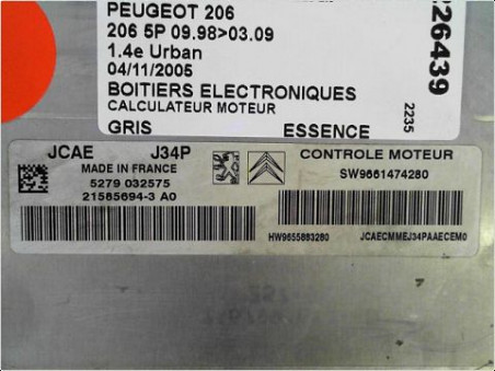 CALCULATEUR MOTEUR PEUGEOT 206 2005