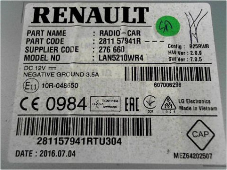AUTORADIO RENAULT CLIO 2016