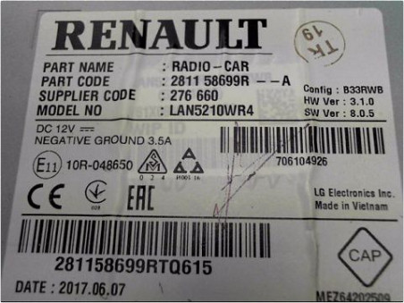 AUTORADIO RENAULT CLIO 2017