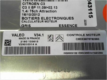 CALCULATEUR MOTEUR CITROEN C3 2012