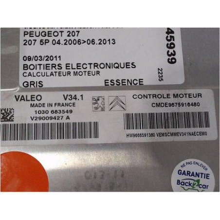 CALCULATEUR MOTEUR PEUGEOT 207 2006-2013