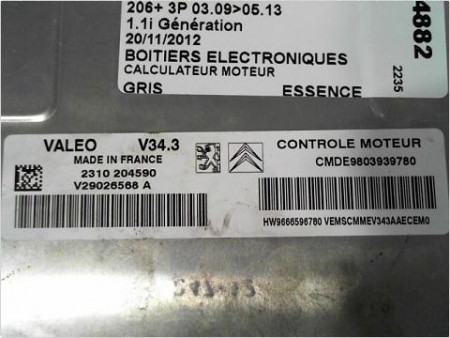 CALCULATEUR MOTEUR PEUGEOT 206+ 09-13