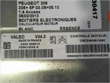 CALCULATEUR MOTEUR PEUGEOT 206+ 09-13