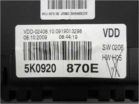 BLOC COMPTEURS VOLKSWAGEN GOLF VI 08-13